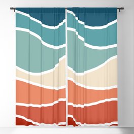 Colorful retro style waves Blackout Curtain