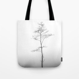 black-and-white #atmospheric photo of a tree in the fog Tote Bag