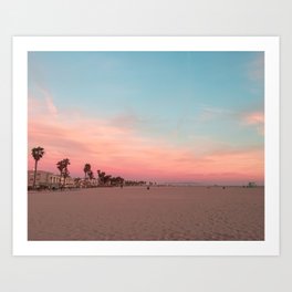 Colourful California Sunset at Santa Monica Beach | Travel Photography Art Print