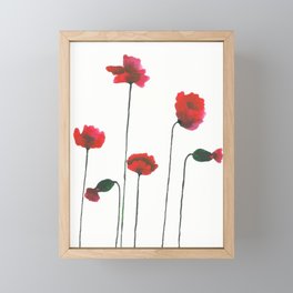 Red Violet Poppies / Watercolor Painting Framed Mini Art Print