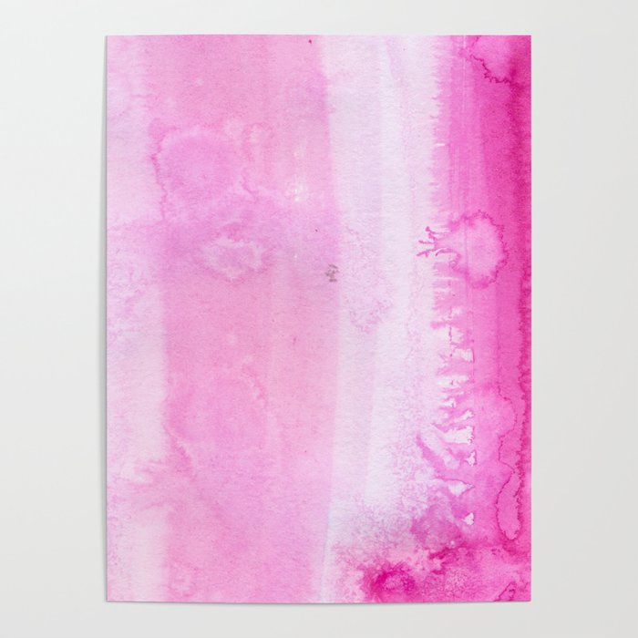 Abstract pink watercolor hand painted pattern Poster