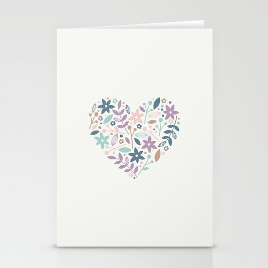 Floral Heart - in Cream Stationery Cards