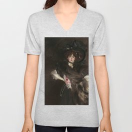  Portrait of Mademoiselle Lanthelme, 1907 by Giovanni Boldini V Neck T Shirt