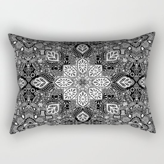 Gypsy Lace in White on Black Rectangular Pillow