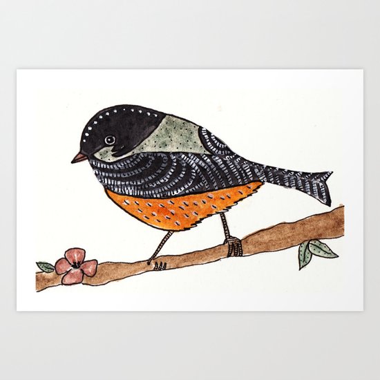Orange bird Art Print