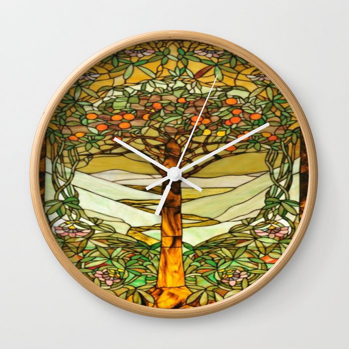 Louis Comfort Tiffany - Stained glass. Tree of life Wall Clock