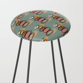 Modern minimalist balancing stones in earth tones illustration on calming green background Counter Stool