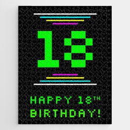 [ Thumbnail: 18th Birthday - Nerdy Geeky Pixelated 8-Bit Computing Graphics Inspired Look Jigsaw Puzzle ]