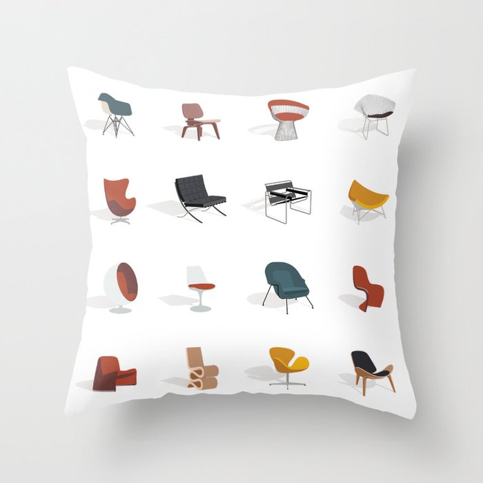 Mid Century Modern Chairs  Throw Pillow