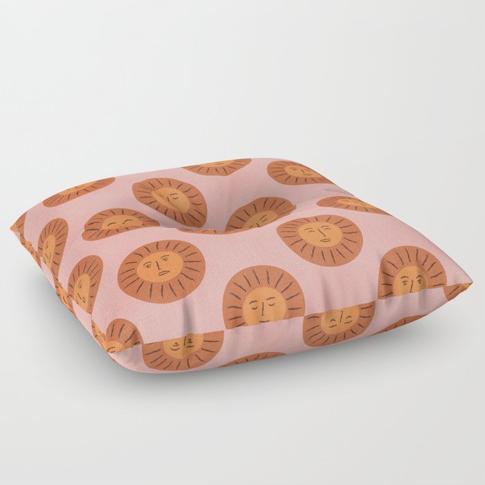 Cute Sunshine Face Pattern Blush Orange Floor Pillow