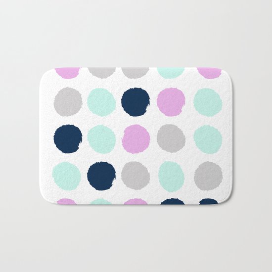 Minimal painted dots pattern bright happy gender neutral colors Bath Mat