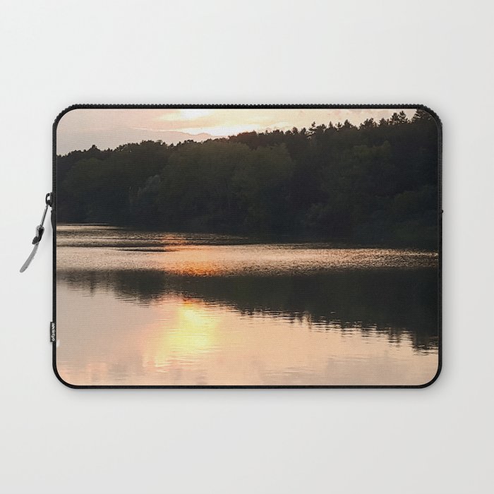 Pastel pink lake sunset landscape Laptop Sleeve