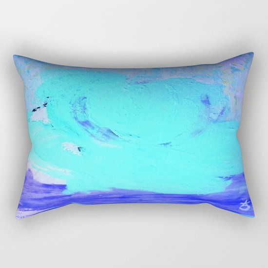 Neon Winter Rose, Abstract In Nature, Ice Blue Rectangular Pillow