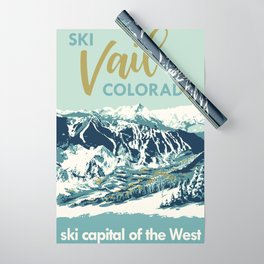 Vail Ski Light Blue Wrapping Paper