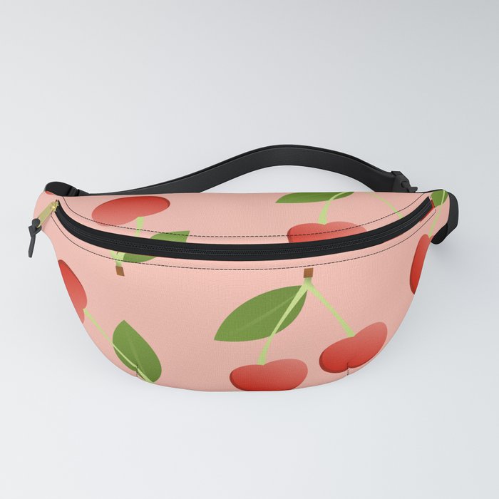 Cute cherries red background Fanny Pack