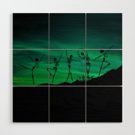 Skeletons dancing on top of a hill in oblivion Wood Wall Art