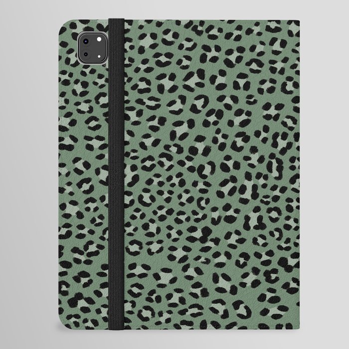 Sage Green Leopard Pattern (sage green/black) iPad Folio Case