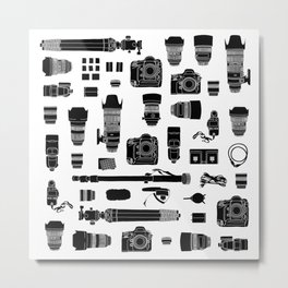 Photographer Kit Metal Print | Nikon, Sony, Art, Dslr, Lens, Photogear, Hdr, Picture, Selfie, Tripod 