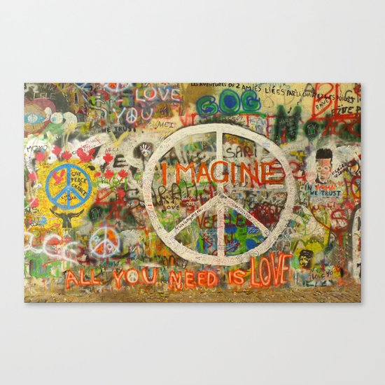 Peace Sign - Love - Graffiti Canvas Print