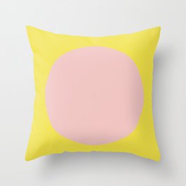 Margo Collection: Minimalist Modern Geometric Pink Circle on Yellow Throw Pillow