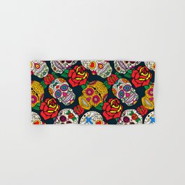 Mexican Sugar Skulls And Roses Pattern Hand & Bath Towel