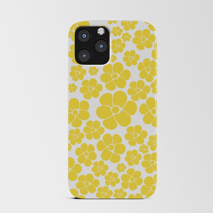 Flower Pattern - Lemon Yellow and White iPhone Card Case