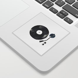 Vinyl Record Player Minimal Watercolor Sticker