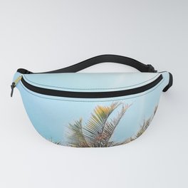 Tropical Theme Palm Fronds and Baby Blue Sky with Sun Streaks Fanny Pack