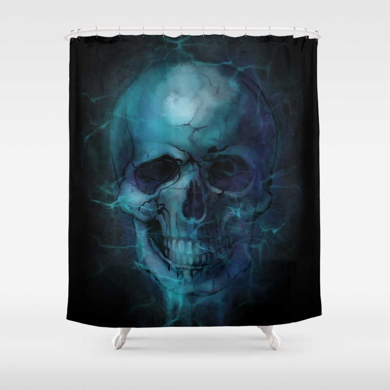 Blue Skull Watercolor Painting Blue Black Print Anatomical Art