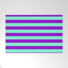 [ Thumbnail: Aquamarine and Dark Violet Colored Striped Pattern Welcome Mat ]