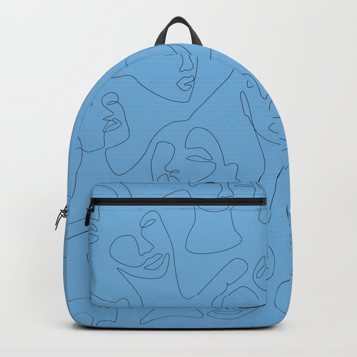 She's Blue / single line contour drawing with faces Backpack