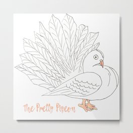 The Pretty Pigeon Metal Print | White, Bird, Birdlover, Pigeons, Ink Pen, Homingpigeon, Fantailpigeon, Drawing, Attract, Racingpigeon 
