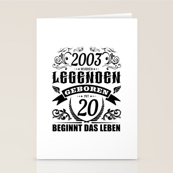 20. Geburtstag Sprüche zum zwanzigsten Legende 2003 Stationery Cards by