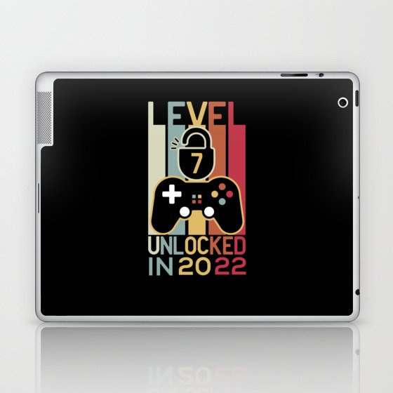 Level 7 unlocked in 2022 gamer 7th birthday gift Laptop & iPad Skin