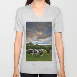 Cows On Summer Evening V Neck T Shirt
