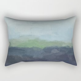 Sunday Afternoon - Navy Teal Aqua Sky Blue Green Abstract Art Painting Art Nature Horizon Modern Rectangular Pillow