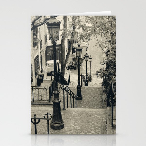 Montmartre Stairs Photo | Vintage Paris Art Print | Europe Travel Photography Stationery Cards