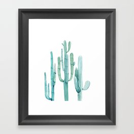 Cacti Fam Turquoise Framed Art Print