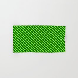 [ Thumbnail: Chartreuse and Dark Green Colored Stripes Pattern Hand & Bath Towel ]