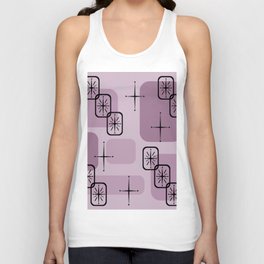 Mid Century Modern Sputnik Cards Mauve Unisex Tank Top