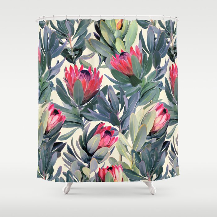 Painted Protea Pattern Shower Curtain