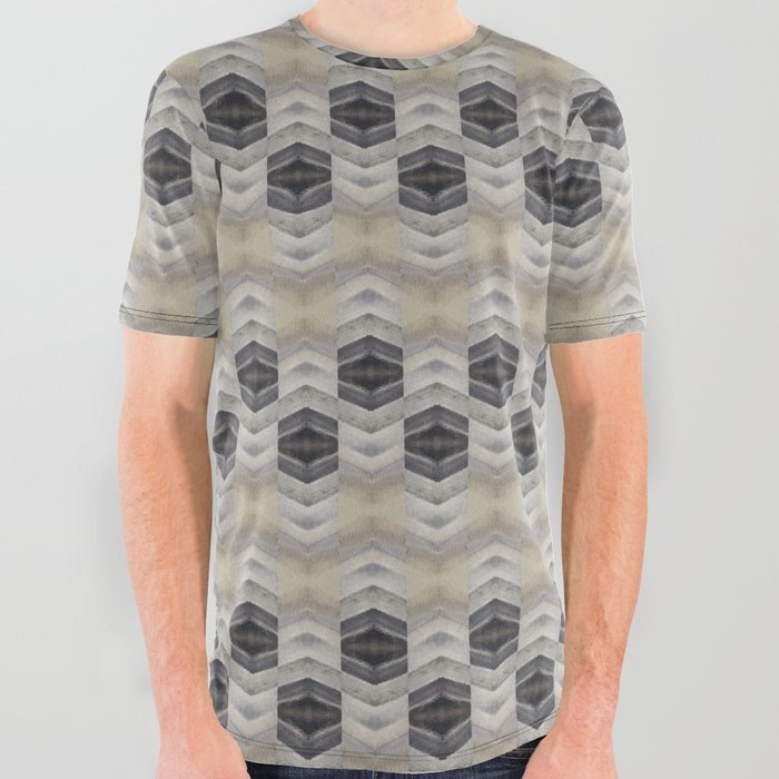 watercolor stains on brown gradient with gray All Over Graphic Tee