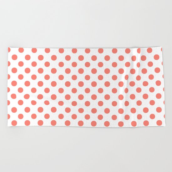 Polka Dots (Salmon/White) Beach Towel