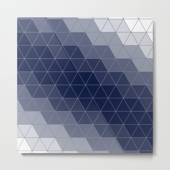 Indigo Navy Blue Triangles Metal Print