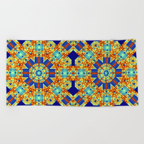 A touch of Escher, geometric pattern kaleidoscope Beach Towel