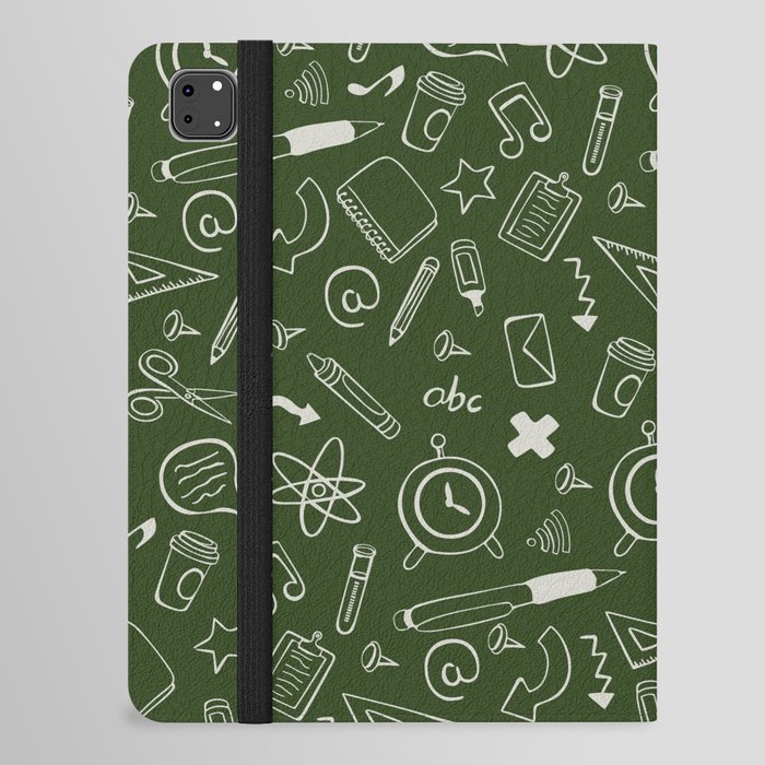 Back to School - Green-White Pattern iPad Folio Case
