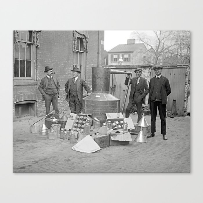 Prohibition Agents with Moonshine Still, 1922. Vintage Photo Canvas Print