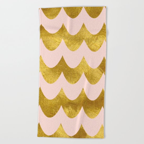 Pink Gold Foil 04 Beach Towel
