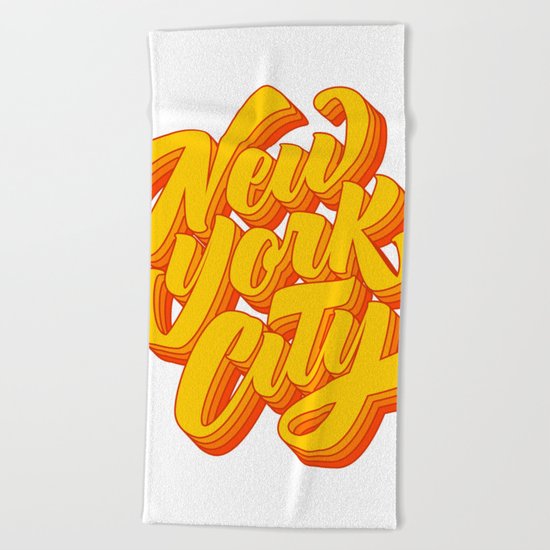 New York City Lettering Beach Towel
