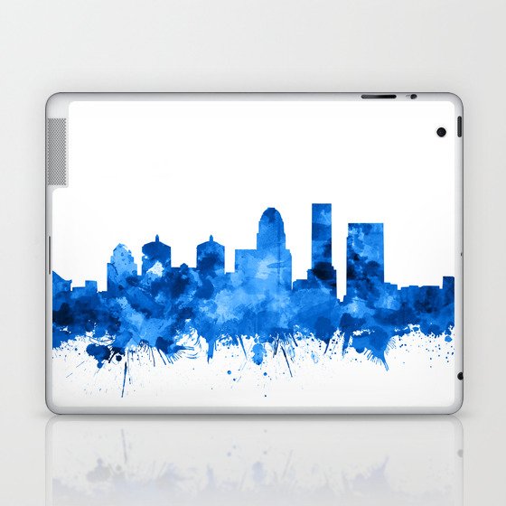louisville skyline watercolor blue Laptop & iPad Skin